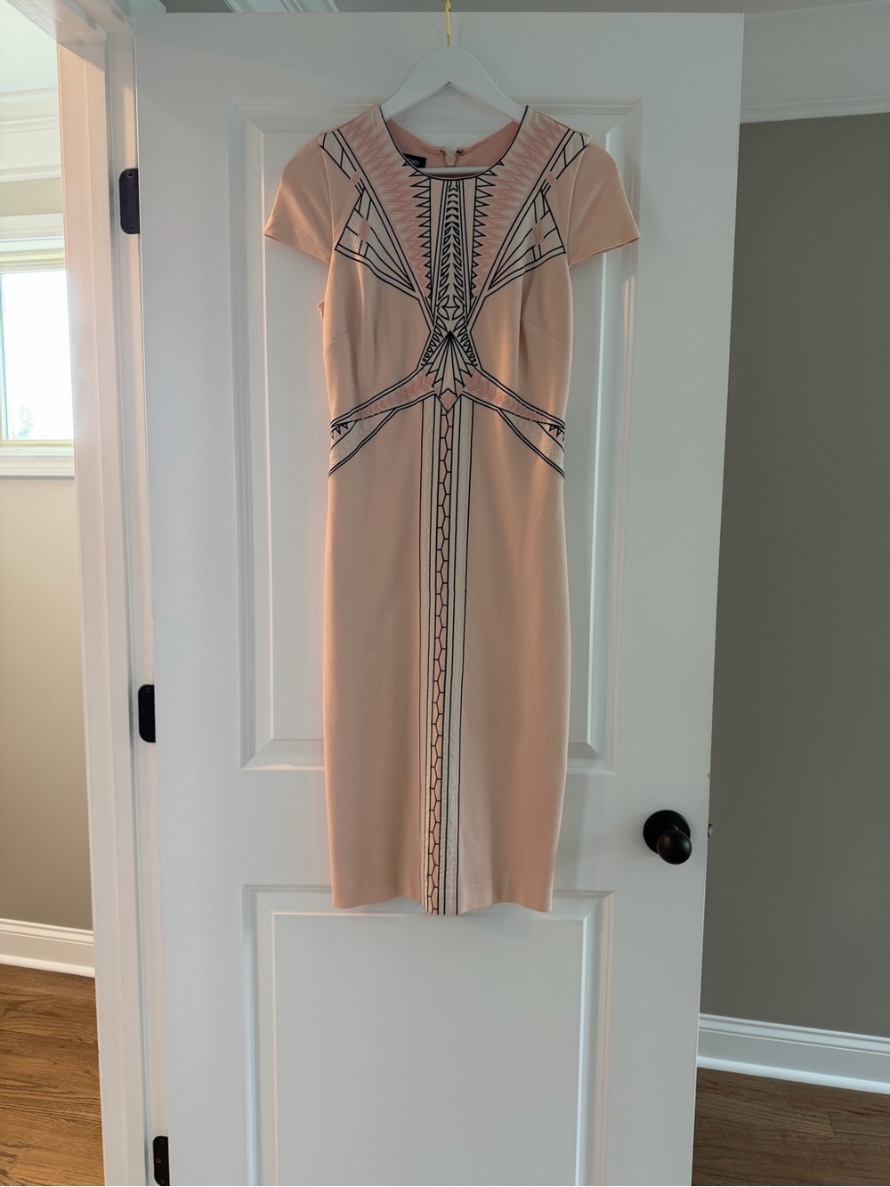 bebe Peach Embroidered Sheath Dress